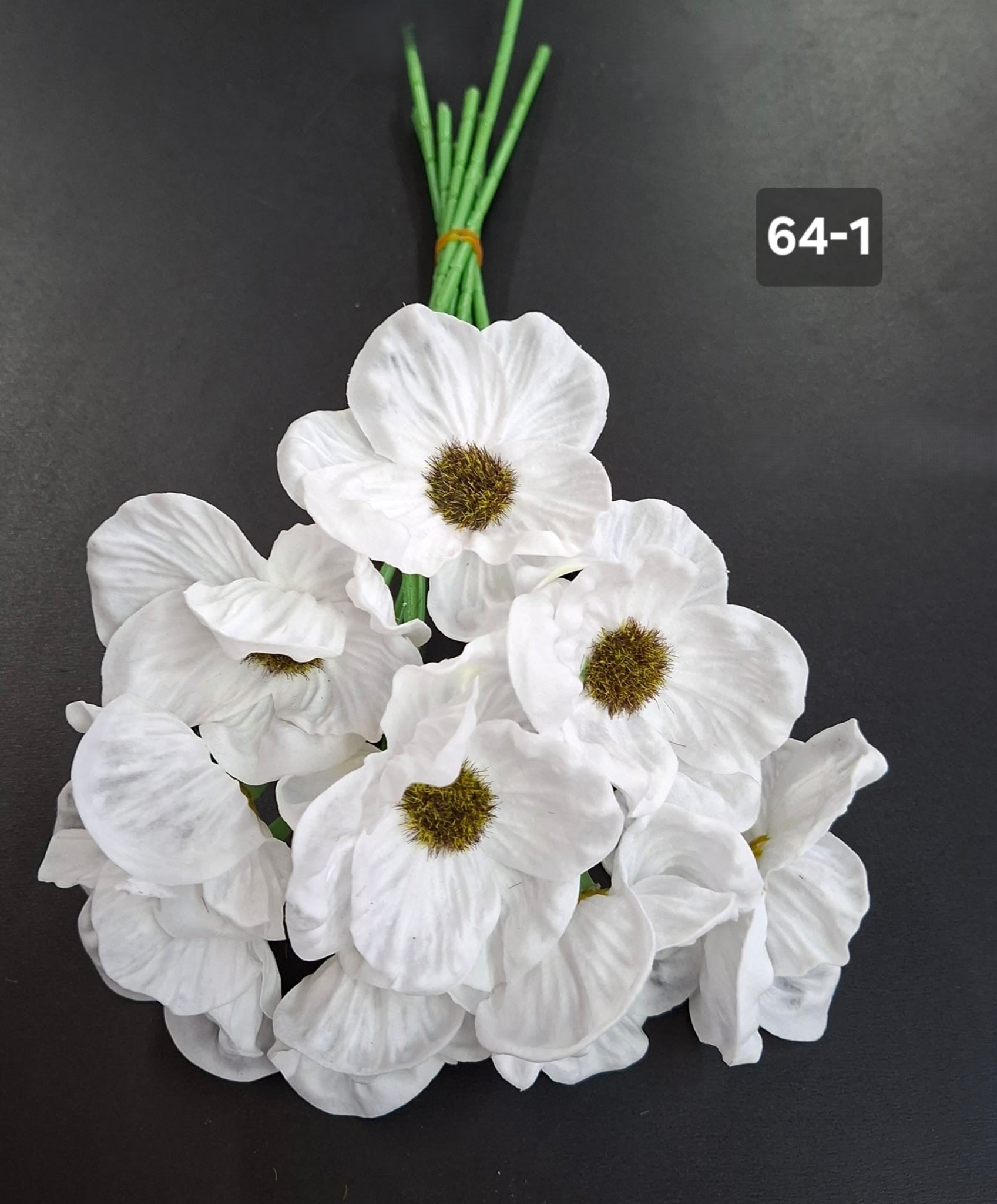 Anemone artificiale albe 33cm – set 10 fire